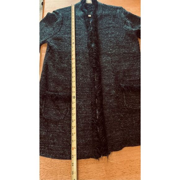 TAHARI CHARCOAL GRAY ZIP UP SWEATER FRINGE TRIM WOMENS SZ XL - Picture 10 of 12